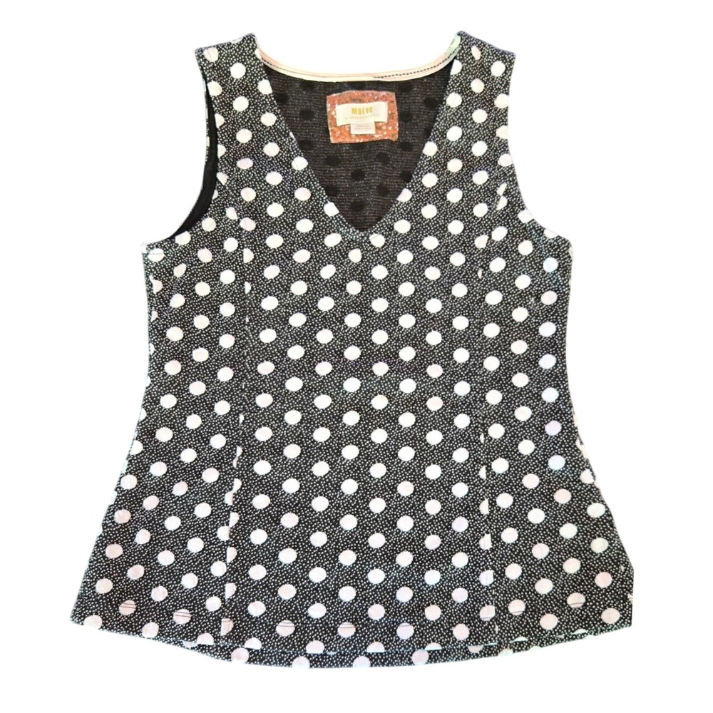 Maeve Anthropologie Polka Dot Tank Top‎ Sleeveless V Neck Blouse Small
